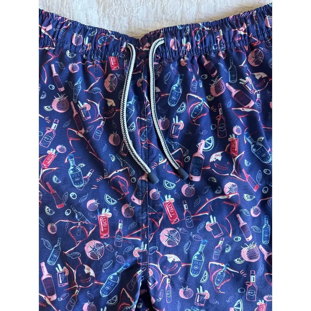Peter Millar Seaside Mesh Liner Blue Shark Martini Swimtrunk Size M *EUC